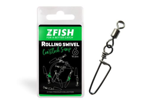 ZFISH Obratlík Rolling Swivel & Coastlock snap